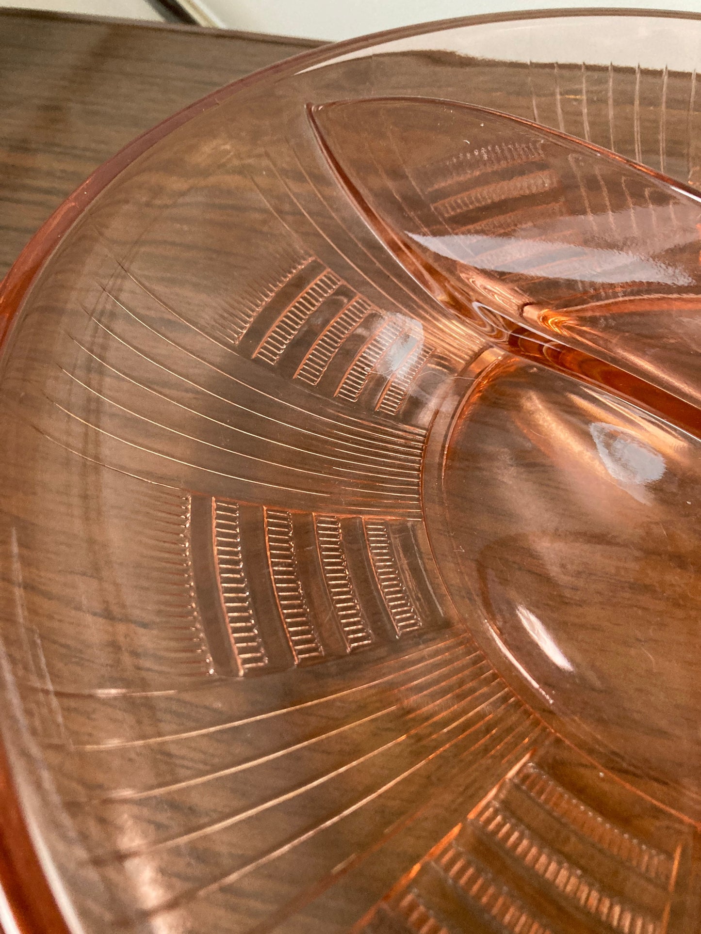 Vintage Pink Depression Glass Art Deco Glass Serving Bowl