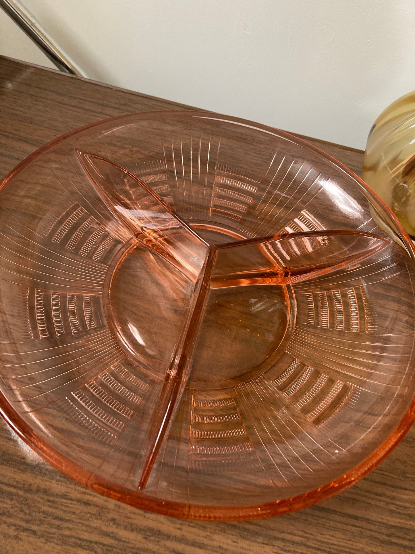 Vintage Pink Depression Glass Art Deco Glass Serving Bowl