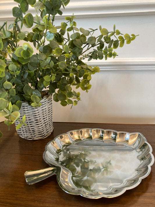 Silver leaf plate, Decorative Leaf Tray, silver trinket dish