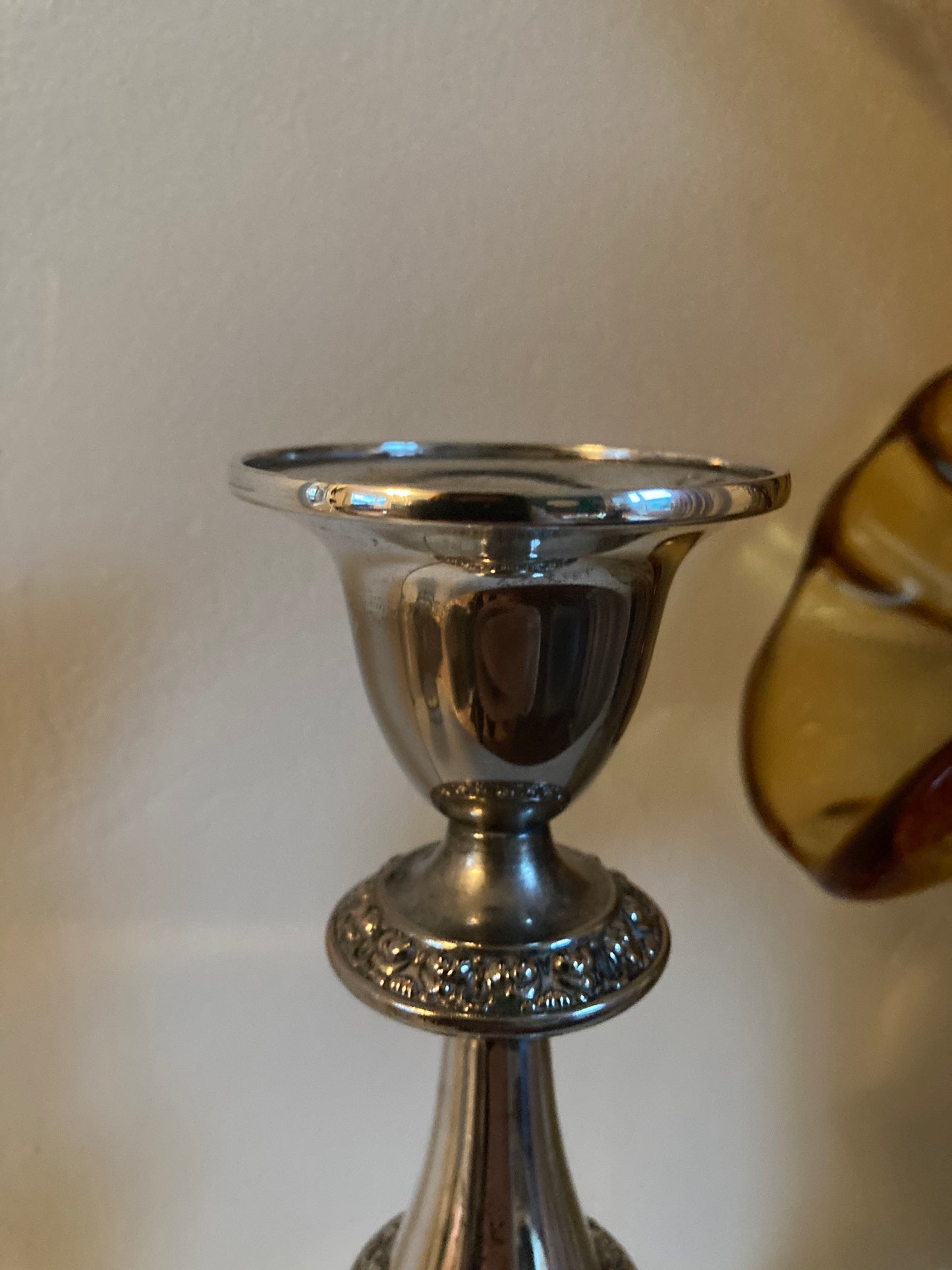 Vintage Silver Candleholder, Made in England 20th Century Silver Plate Candlestick Holder