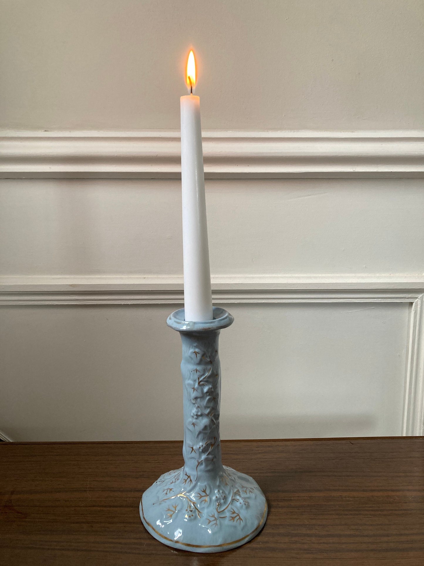 Vintage Blue Candle Holder, Blue Candlestick holder, Pastel Blue Candle Holder