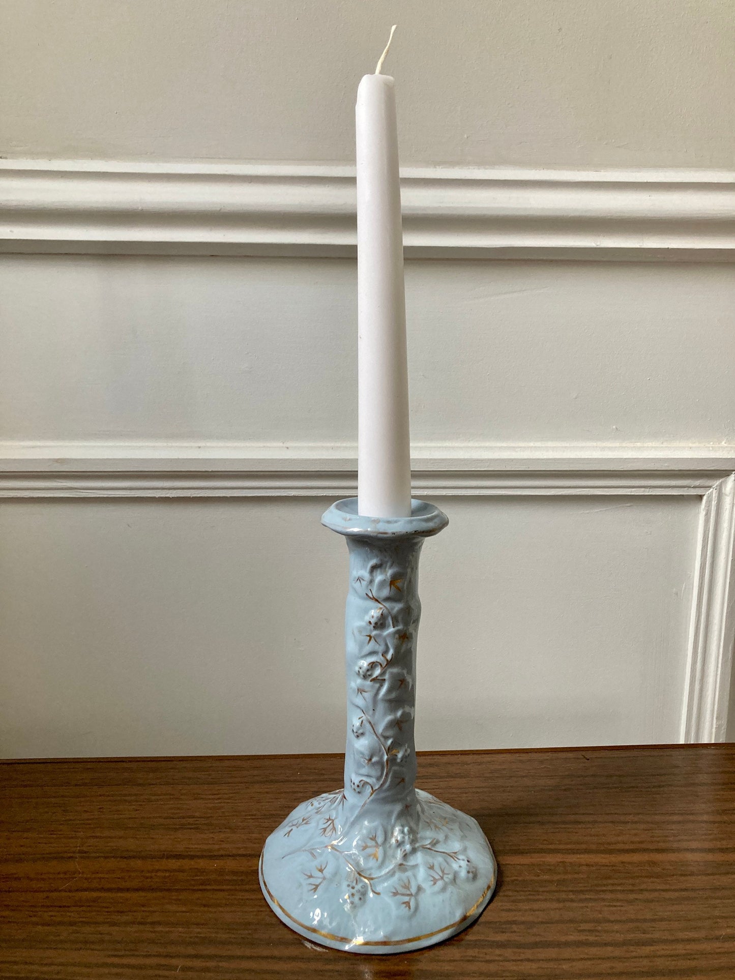 Vintage Blue Candle Holder, Blue Candlestick holder, Pastel Blue Candle Holder