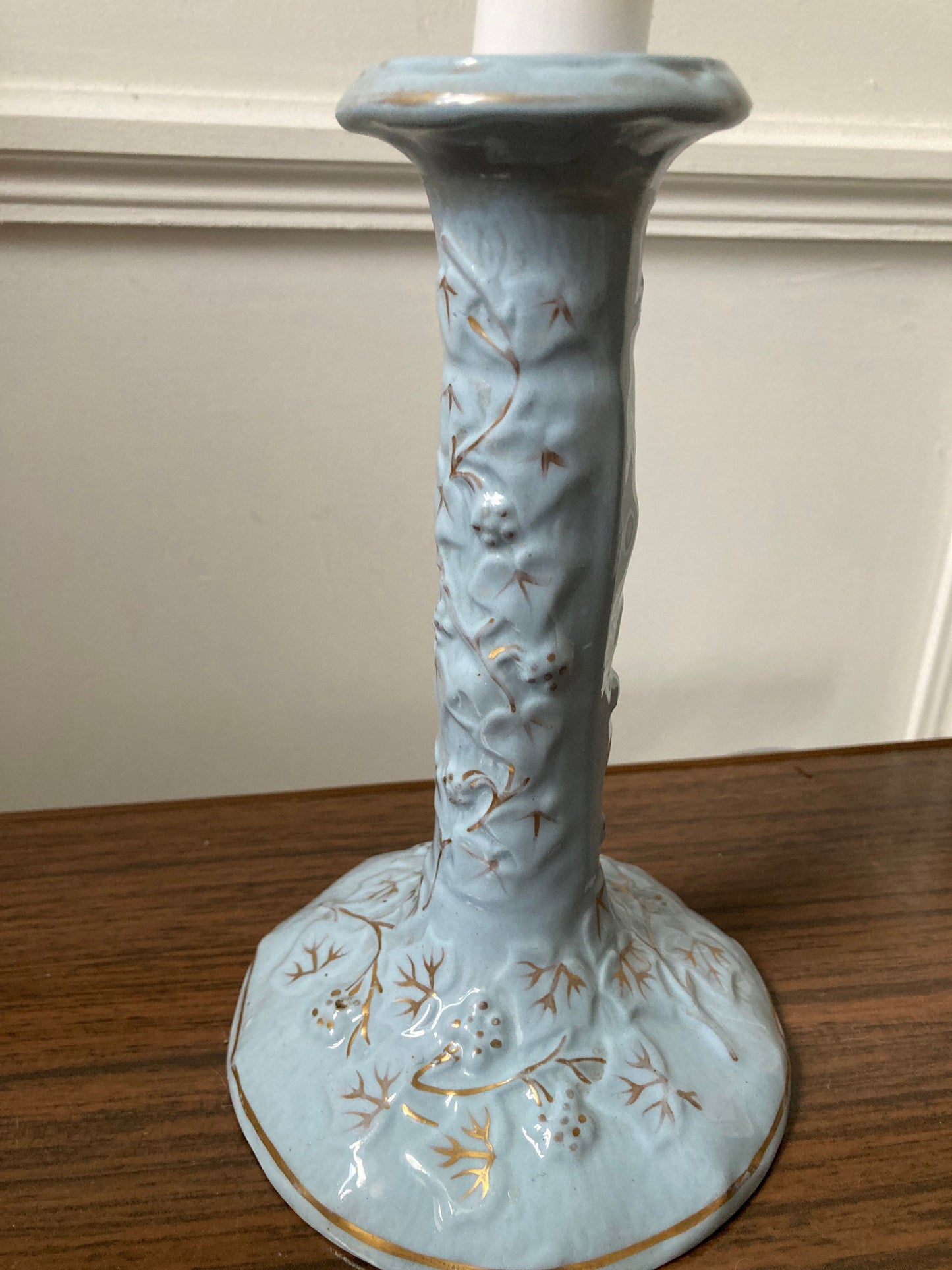 Vintage Blue Candle Holder, Blue Candlestick holder, Pastel Blue Candle Holder