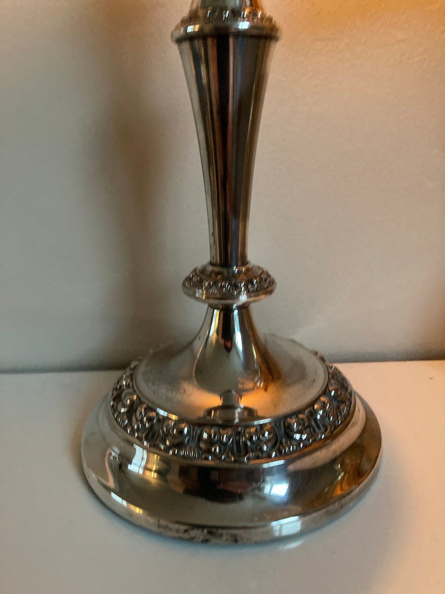 Vintage Silver Candleholder, Made in England 20th Century Silver Plate Candlestick Holder