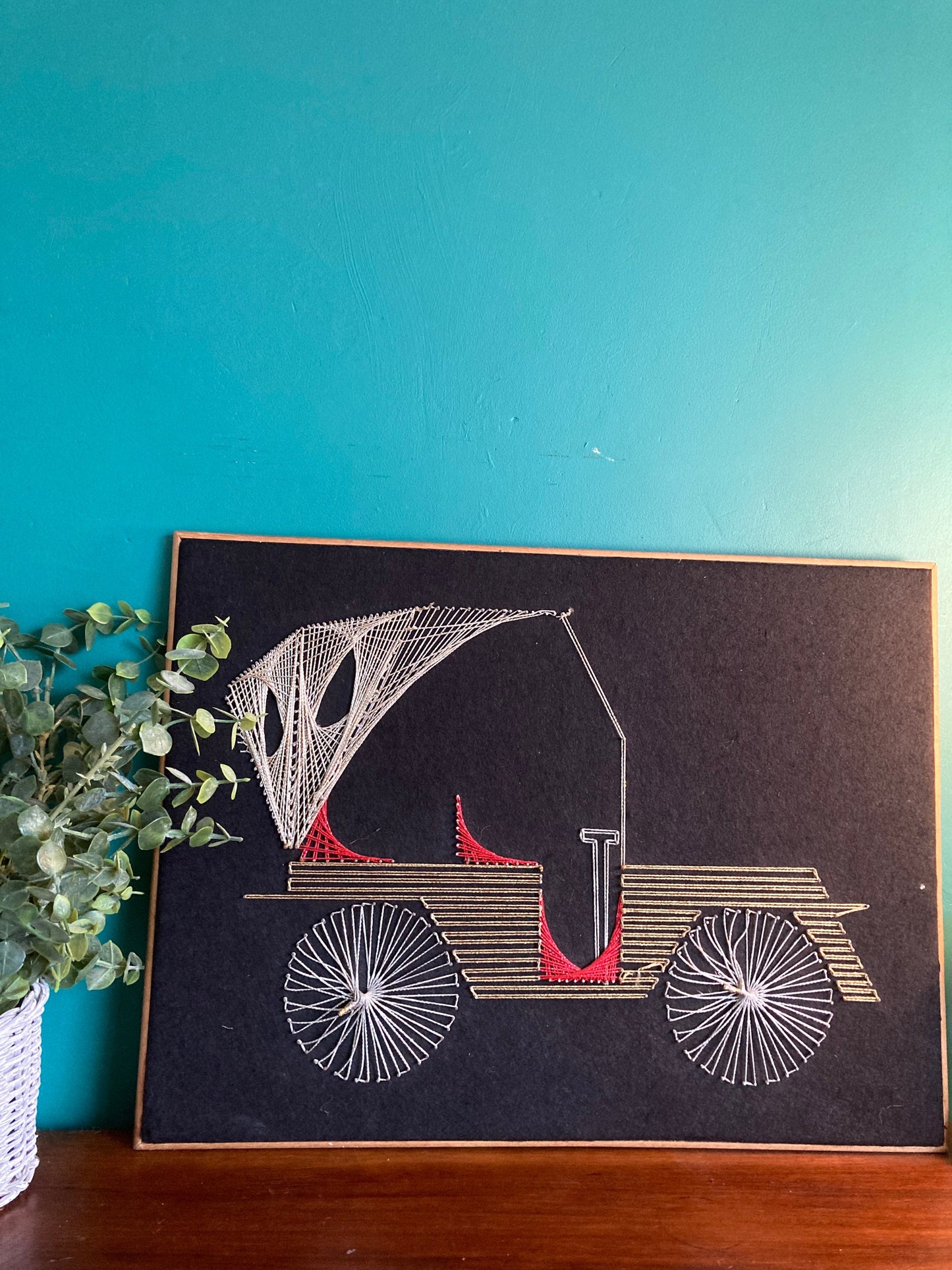 Vintage Car String Art, Wall Hanging String Art, 1970s String Art, Vintage Wall Hanging, Mid Century Car String Art