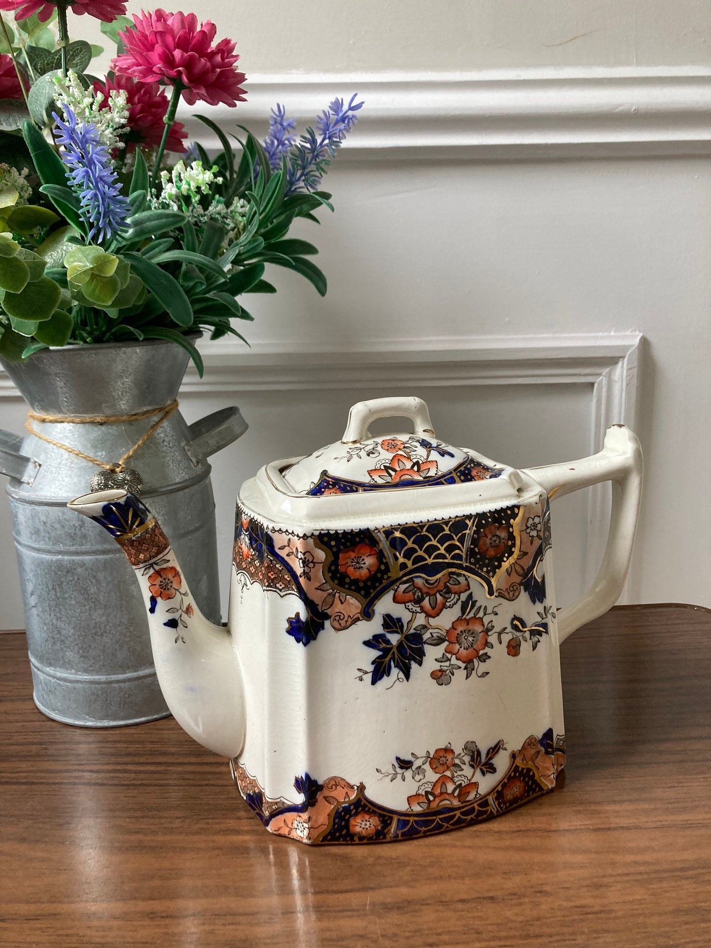 Victorian 1890s Stoke Pottery tea pot, floral antique tea pot, Venice Stoke Pottery tea pot Rd No 152059