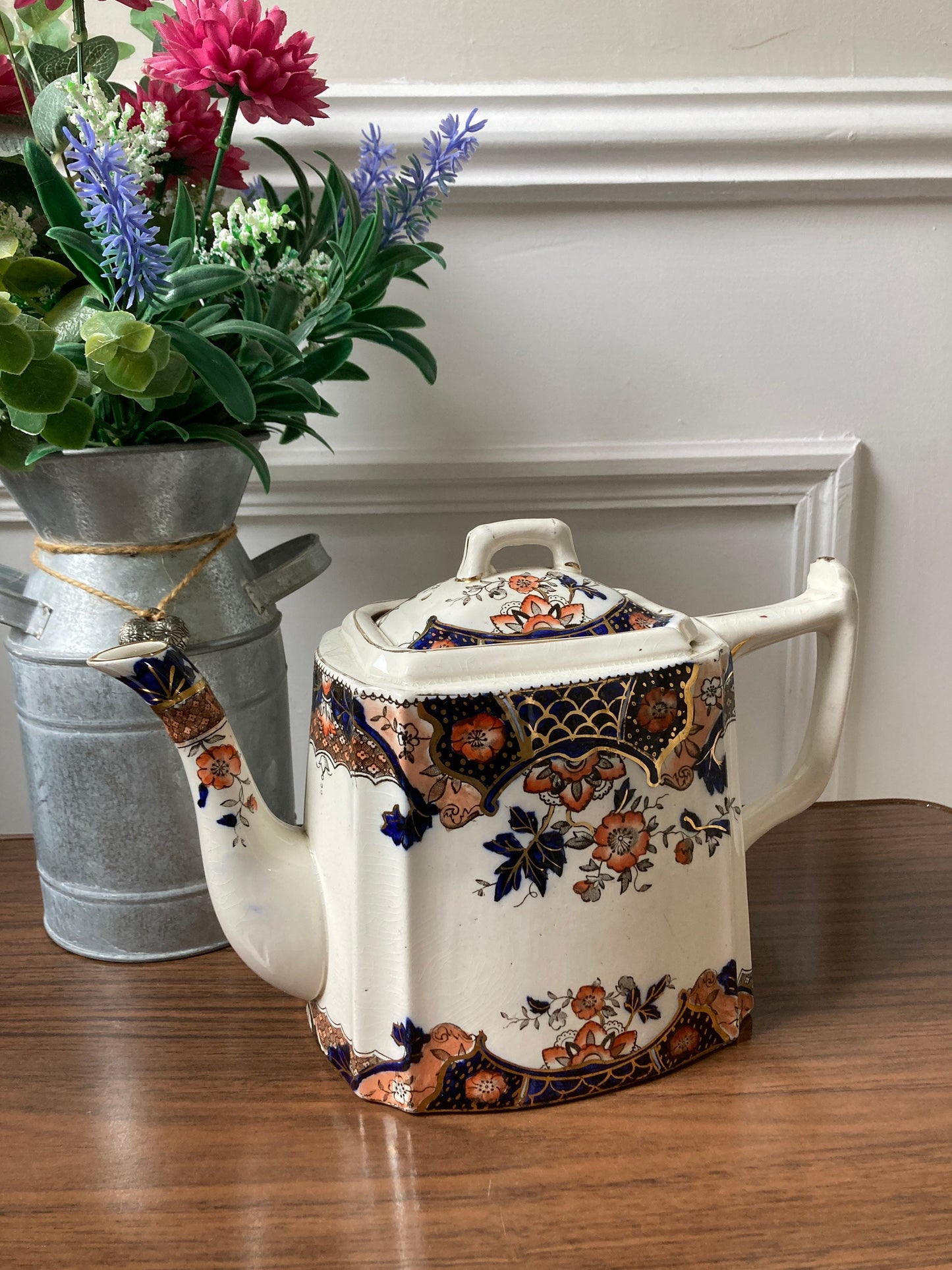 Victorian 1890s Stoke Pottery tea pot, floral antique tea pot, Venice Stoke Pottery tea pot Rd No 152059