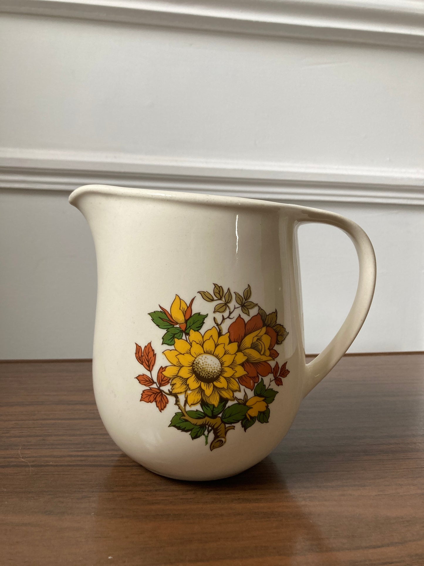 Vintage floral jug, Faianta Sighisoara Romania Jug Pitcher