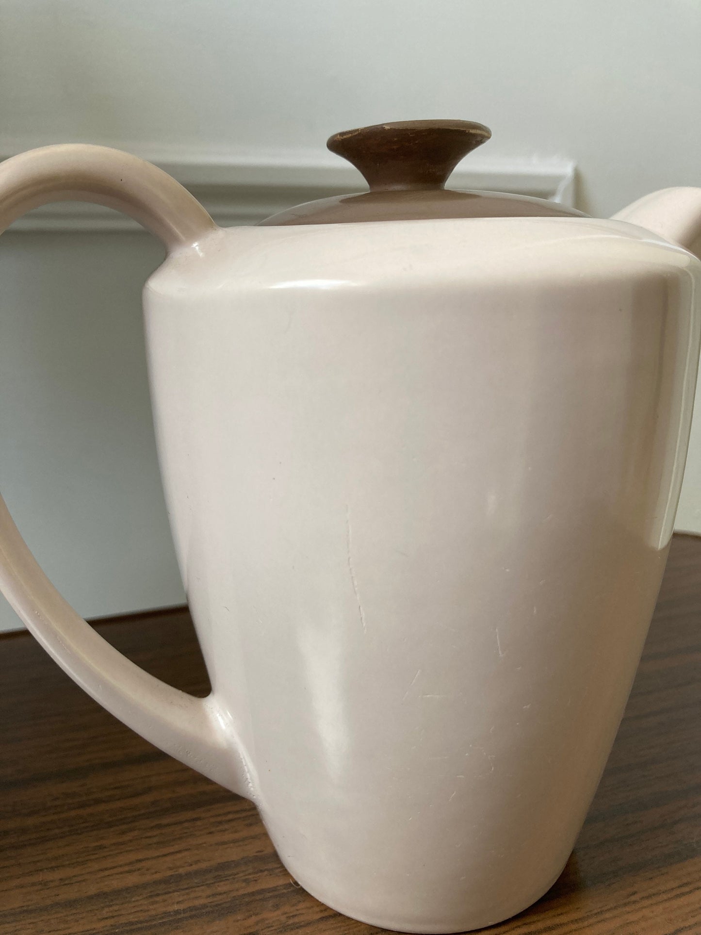 Poole Pottery coffee pot, vintage twintone mushroom and sepia hot water pot