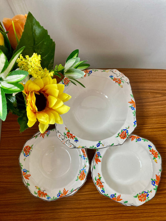 Alfred Meakin Harmony bowl set, Floral Meakin bowls, Art Deco Floral 60s Serving bowl, floral small bowls