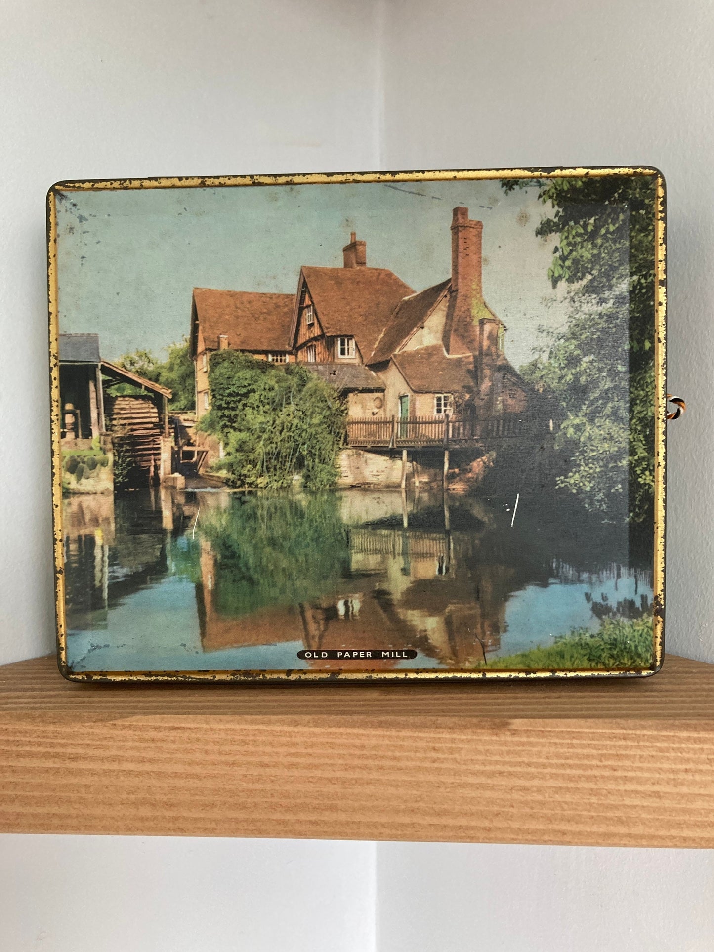 Vintage shabby chic tin, old paper mill tin, vintage 1950s advertising tin, Edward Sharp and Sons tin, Paper Mill Standon