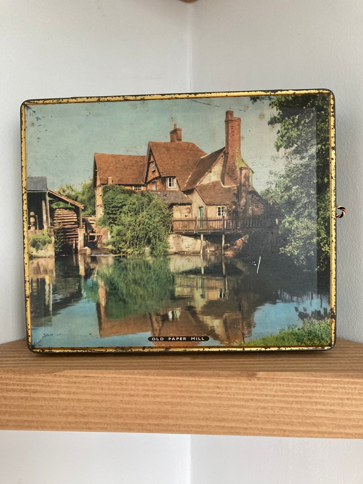 Vintage shabby chic tin, old paper mill tin, vintage 1950s advertising tin, Edward Sharp and Sons tin, Paper Mill Standon