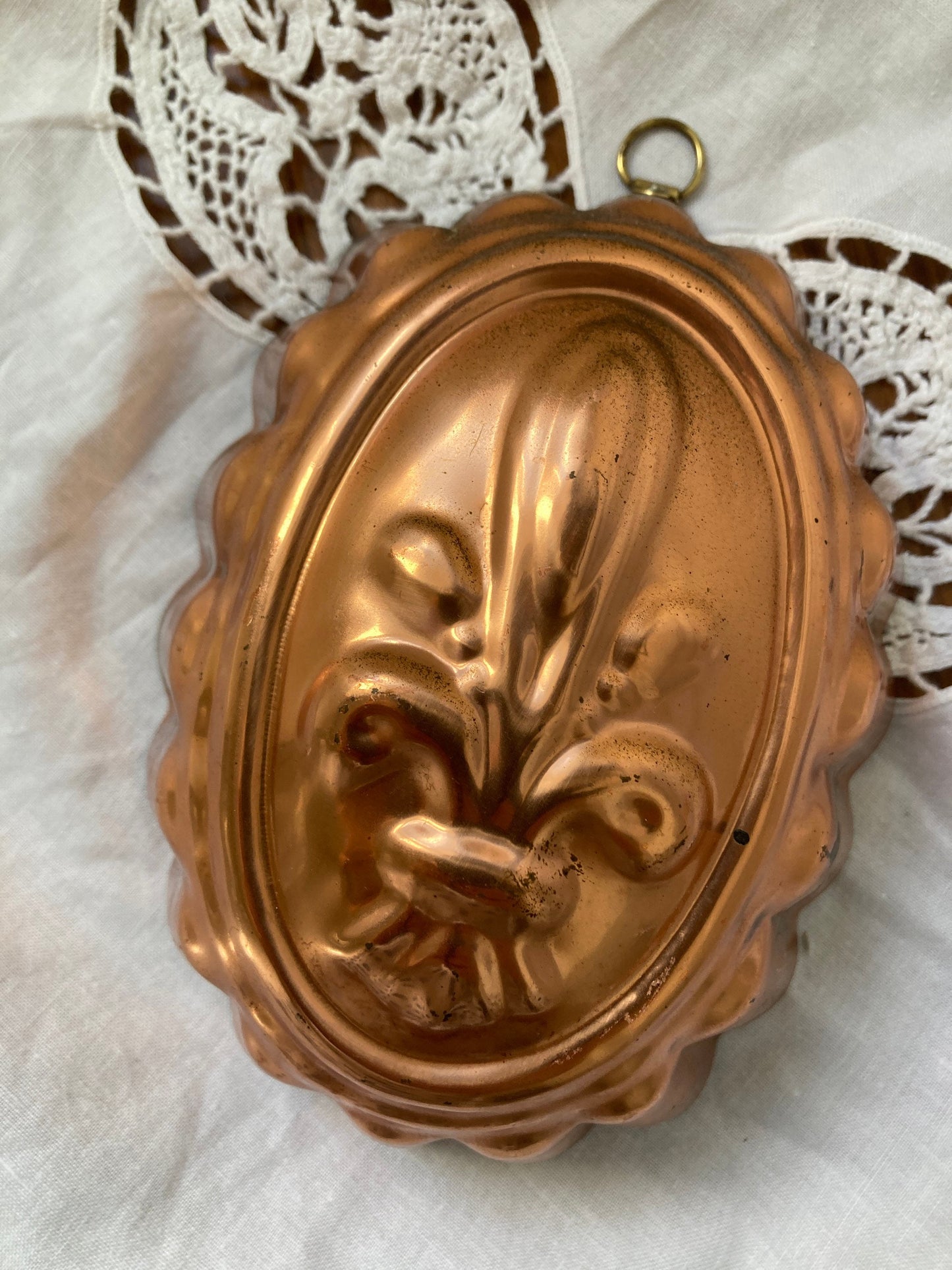 Vintage copper jelly mould, vintage Fleur de Lis jelly mould, Tagus Portugal Copper