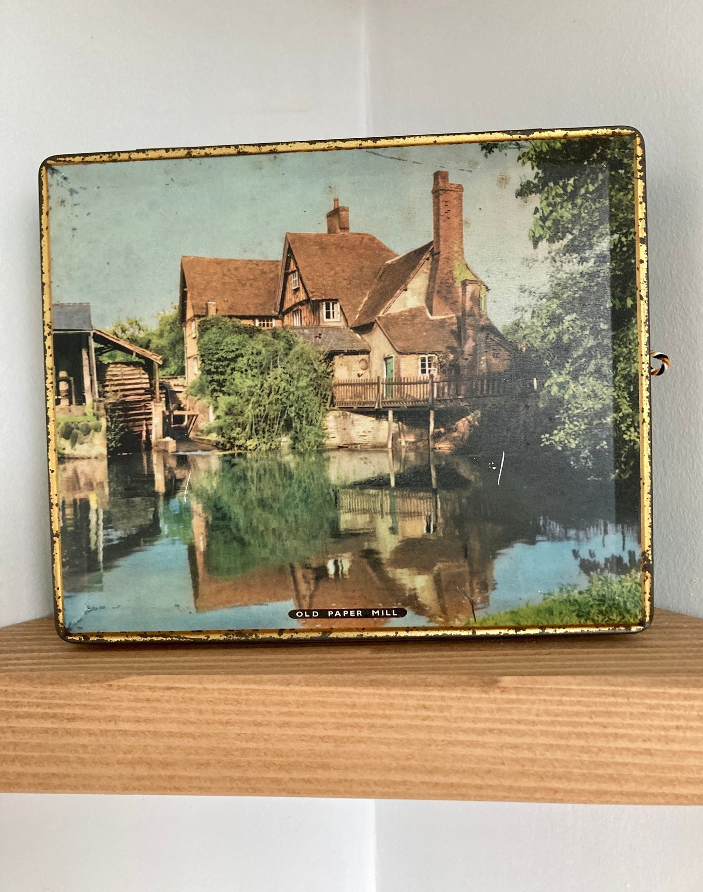 Vintage shabby chic tin, old paper mill tin, vintage 1950s advertising tin, Edward Sharp and Sons tin, Paper Mill Standon