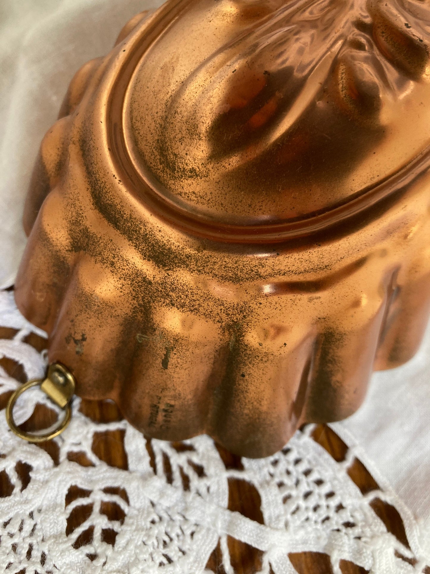 Vintage copper jelly mould, vintage Fleur de Lis jelly mould, Tagus Portugal Copper