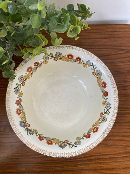 Antique ridgeways England semi porcelain bowl, antique floral bowl, Victorian serving bowl