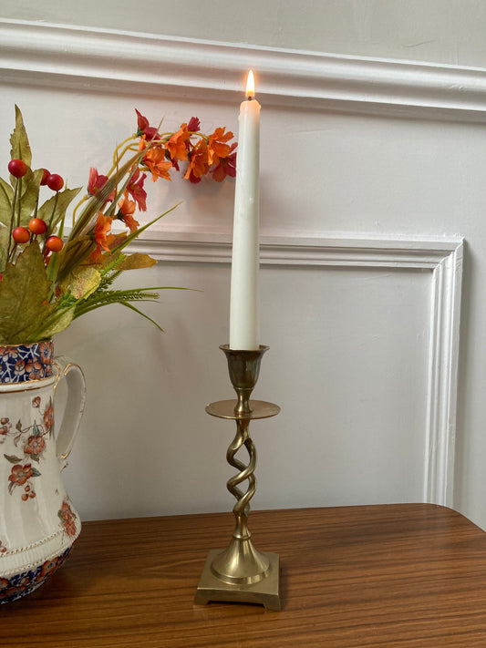 Vintage brass candle holder, twisted candle holder, brass candle holder