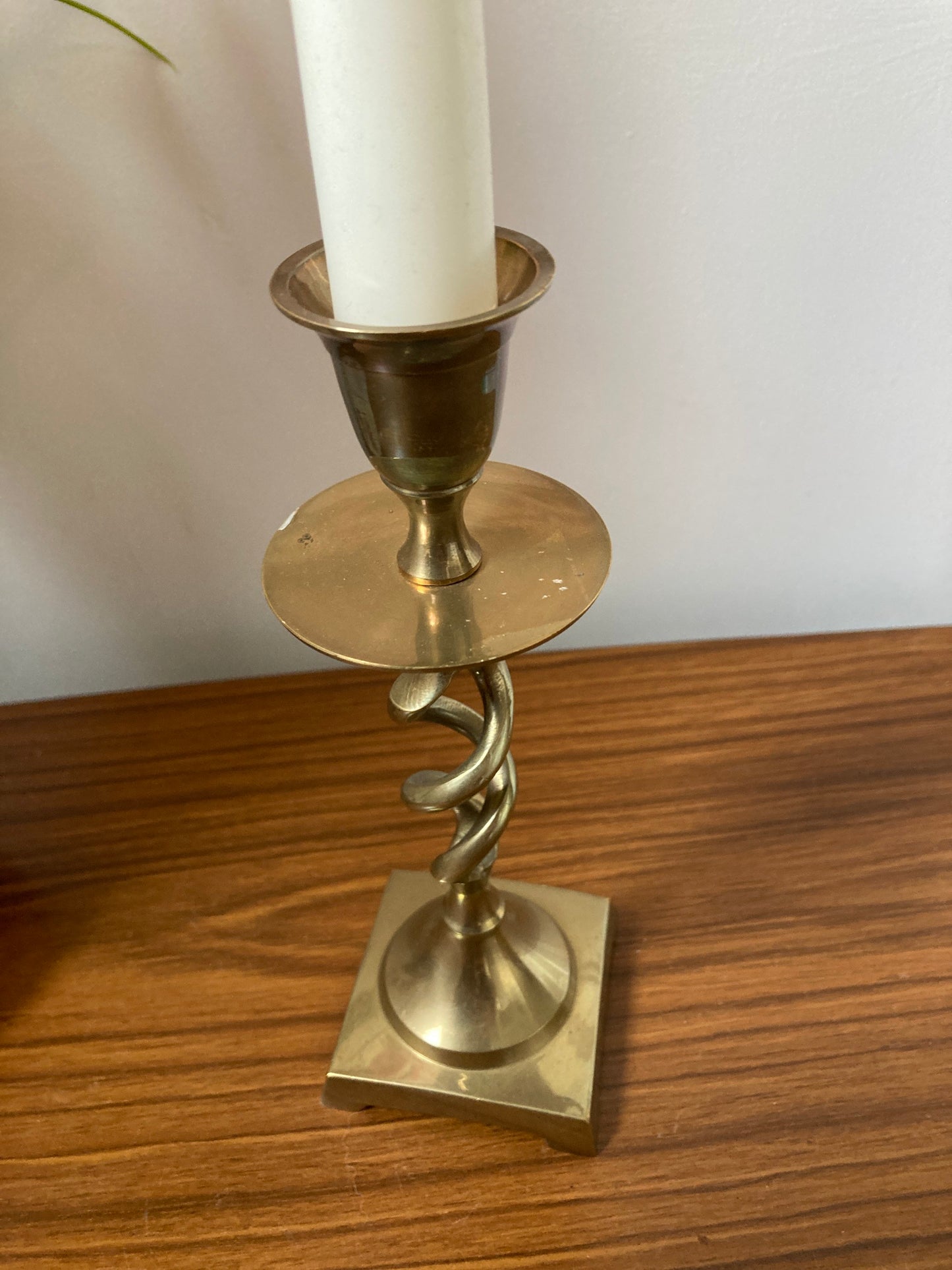 Vintage brass candle holder, twisted candle holder, brass candle holder