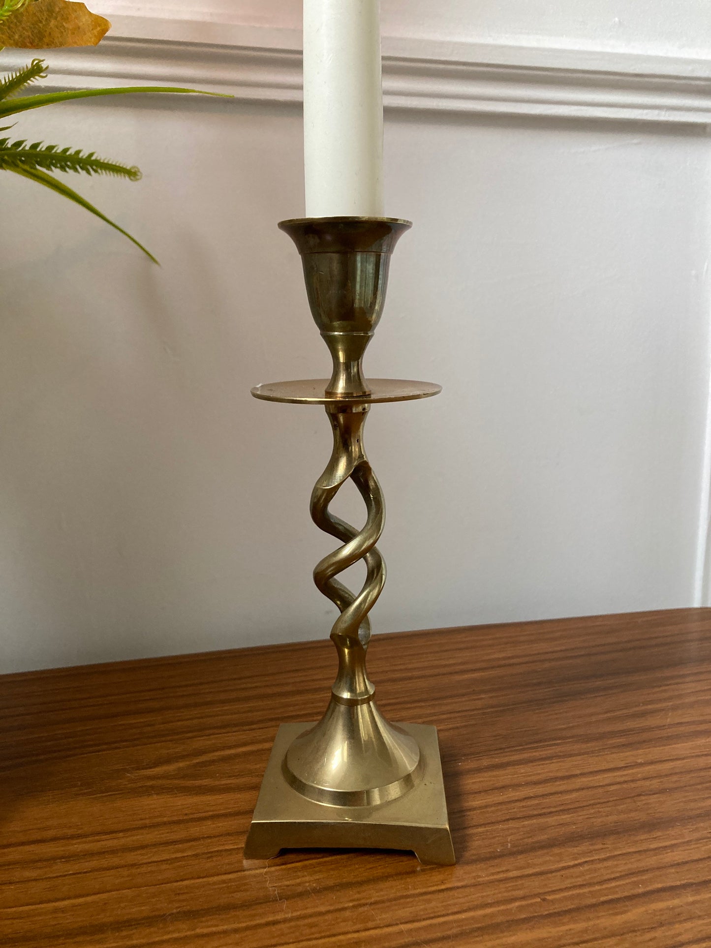 Vintage brass candle holder, twisted candle holder, brass candle holder