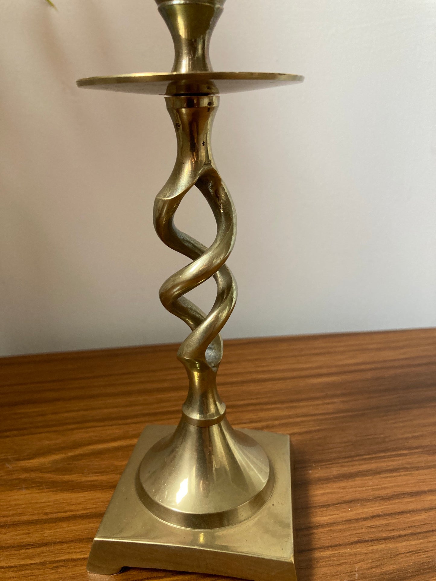 Vintage brass candle holder, twisted candle holder, brass candle holder