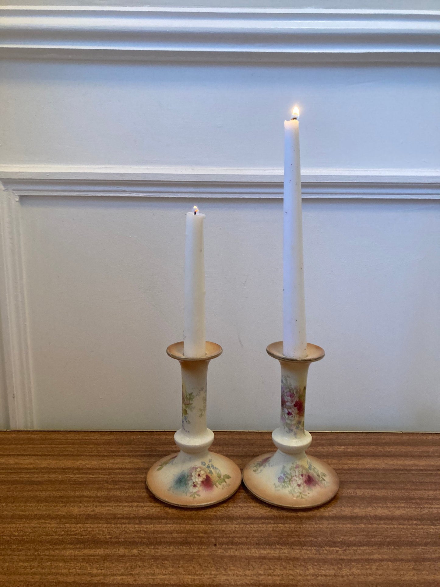 Vintage Floral candlesticks, Vintage floral candle holders, French style  candle holders