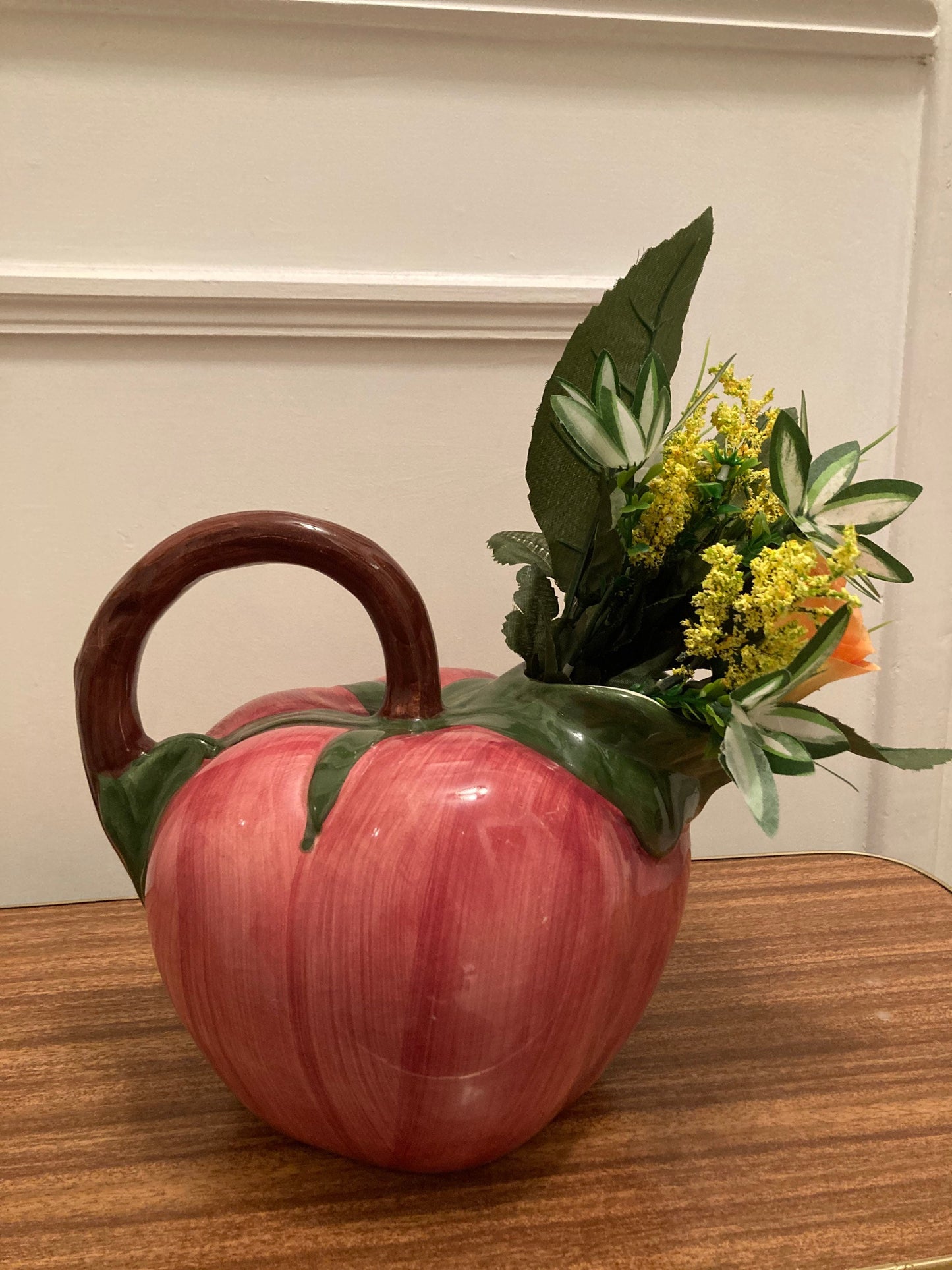 Vintage fruit pitcher, Portuguese fruit pitcher, kitsch fruit jug, Majolica jug