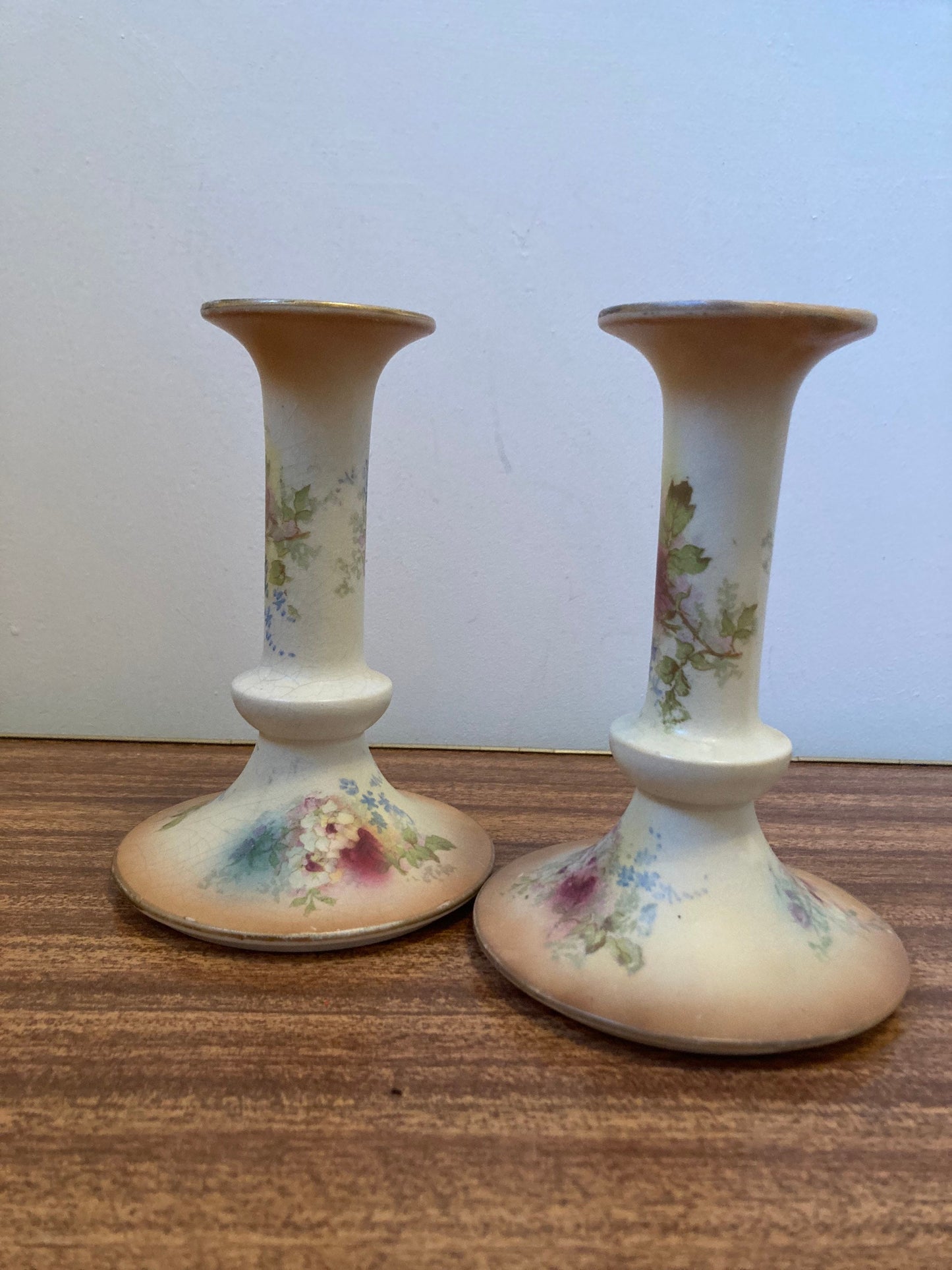 Vintage Floral candlesticks, Vintage floral candle holders, French style  candle holders