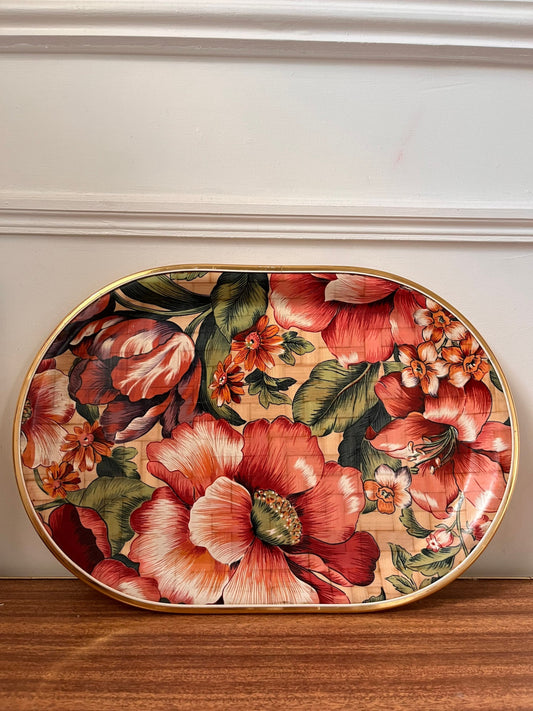 Vintage floral tray, Floral Serving Plate, floral trinket tray, floral vintage tray