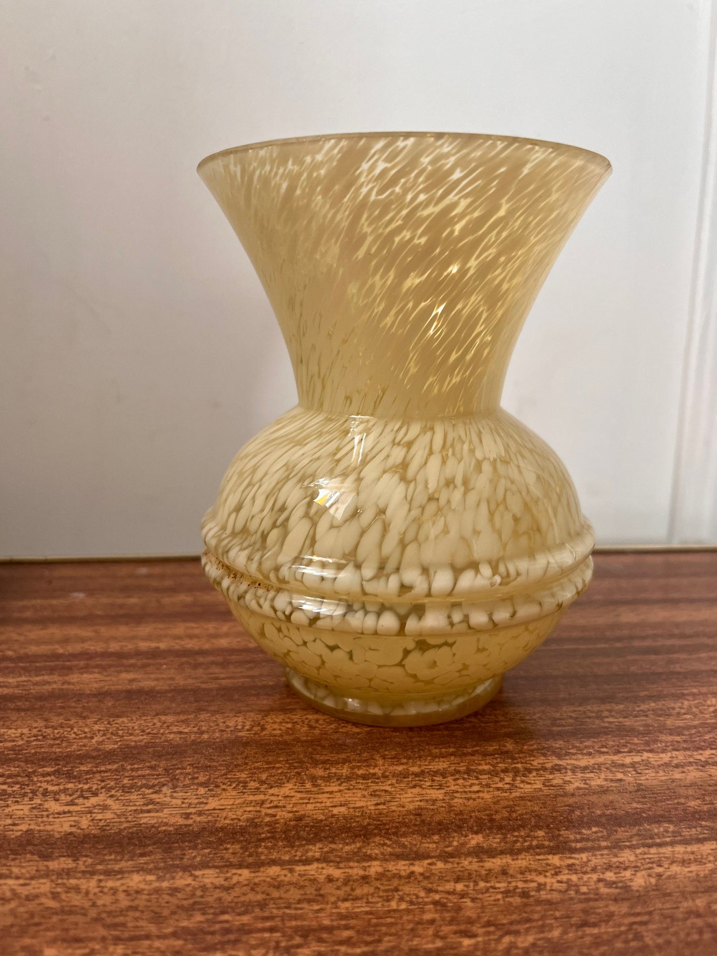 Vintage art glass yellow coloured vase, Vintage art deco vase, vintage yellow vase