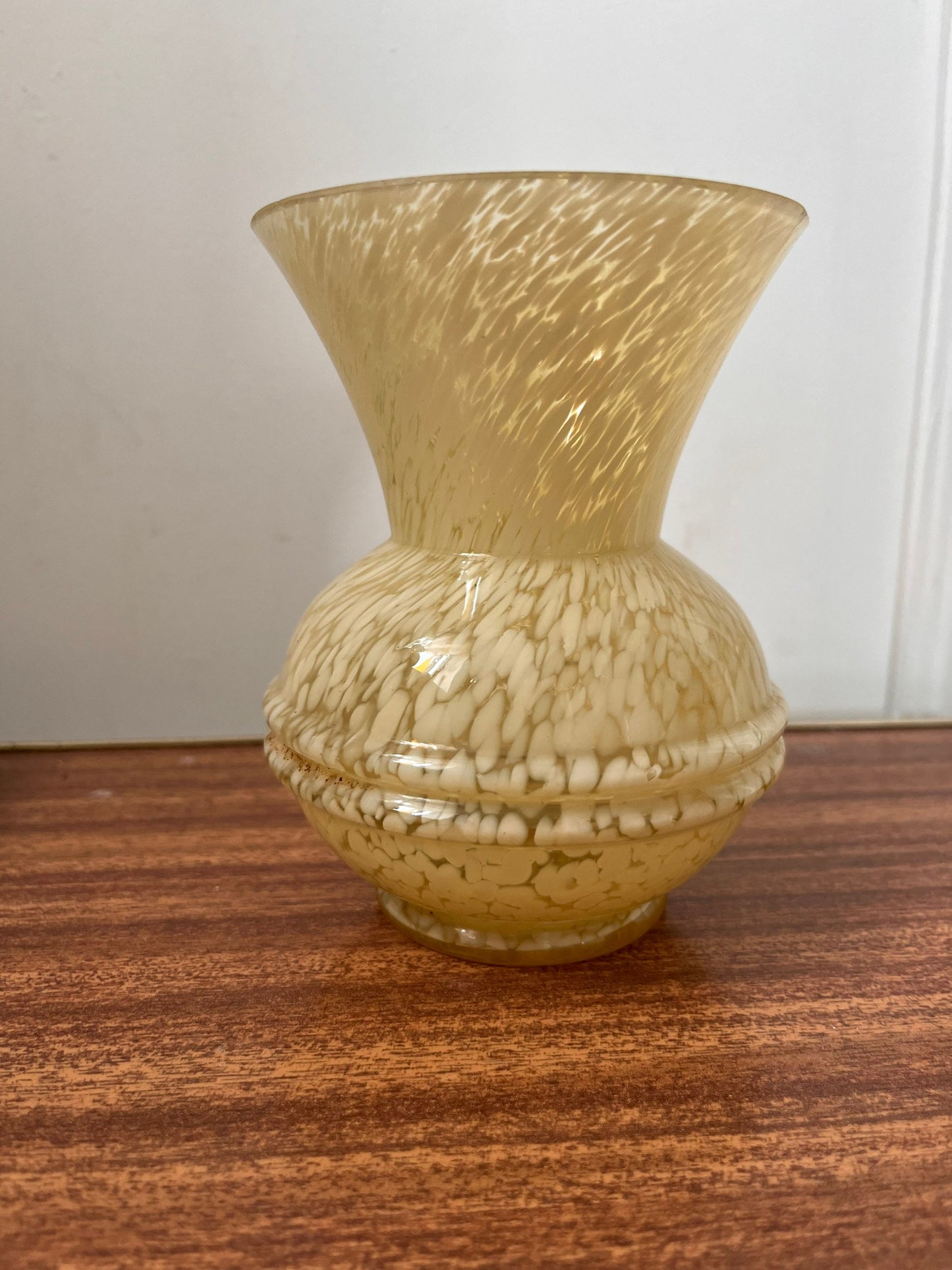 Vintage art glass yellow coloured vase, Vintage art deco vase, vintage yellow vase