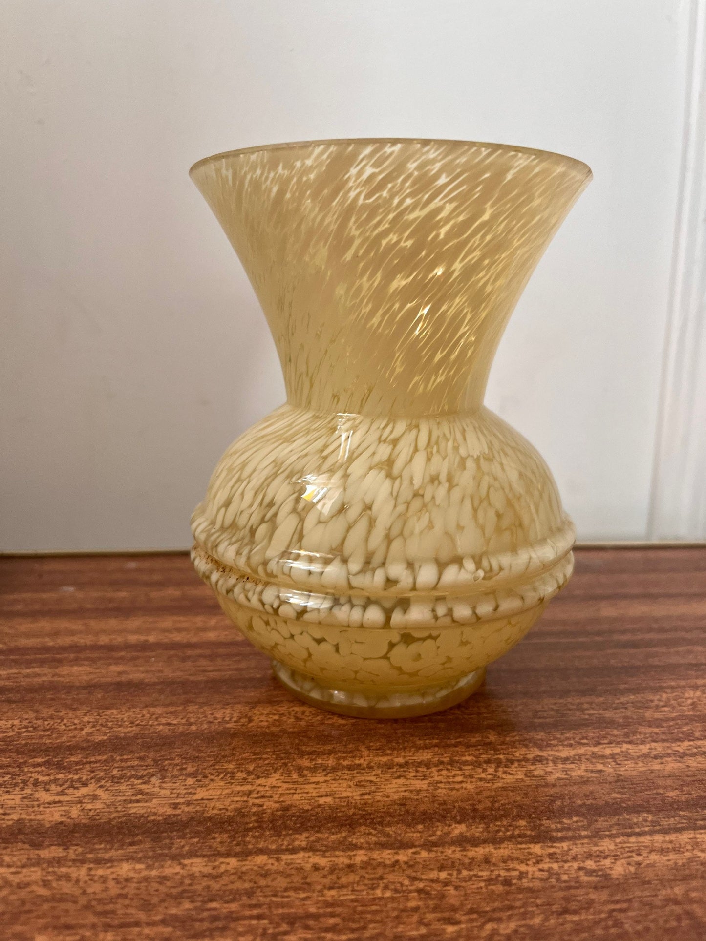 Vintage art glass yellow coloured vase, Vintage art deco vase, vintage yellow vase