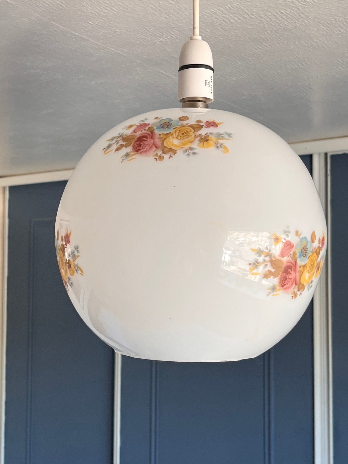 Vintage Art Deco style light shade, vintage  floral light shade, sphere  light shade, vintage orb  light shade