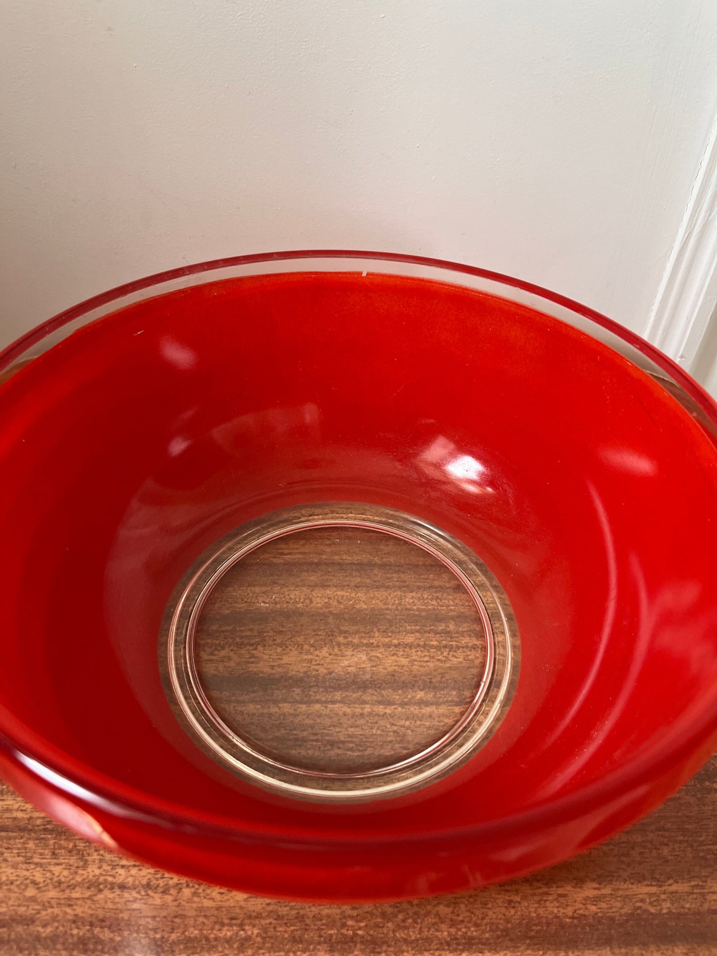 Vintage Pyrex Large Serving Bowl, vintage  red Bowl, 1960s original pyrex, vintage  Salad Bowl