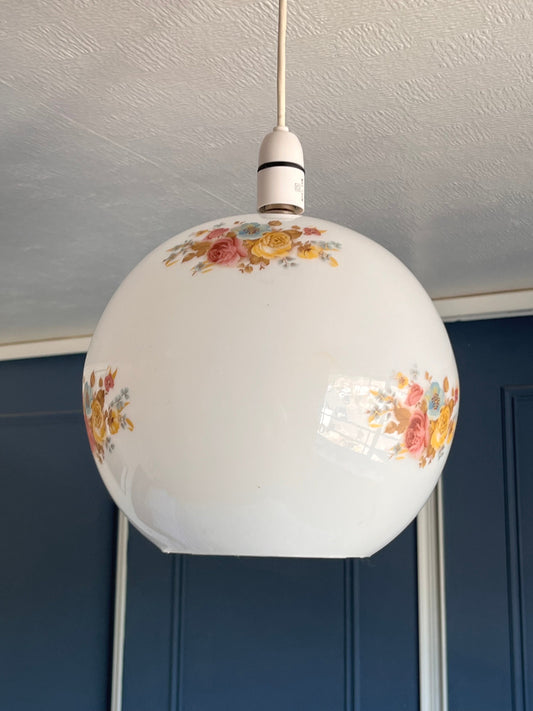 Vintage Art Deco style light shade, vintage  floral light shade, sphere  light shade, vintage orb  light shade