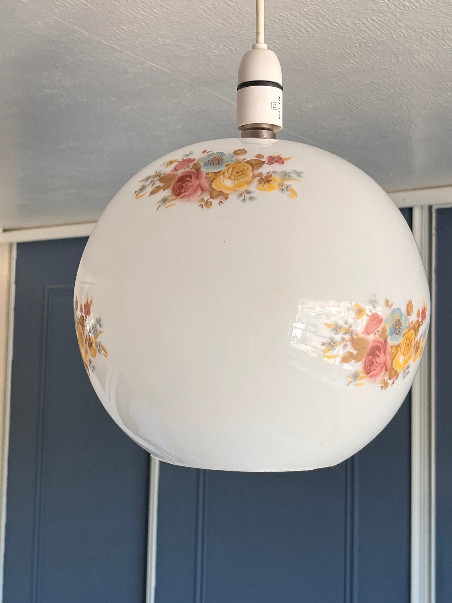 Vintage Art Deco style light shade, vintage  floral light shade, sphere  light shade, vintage orb  light shade