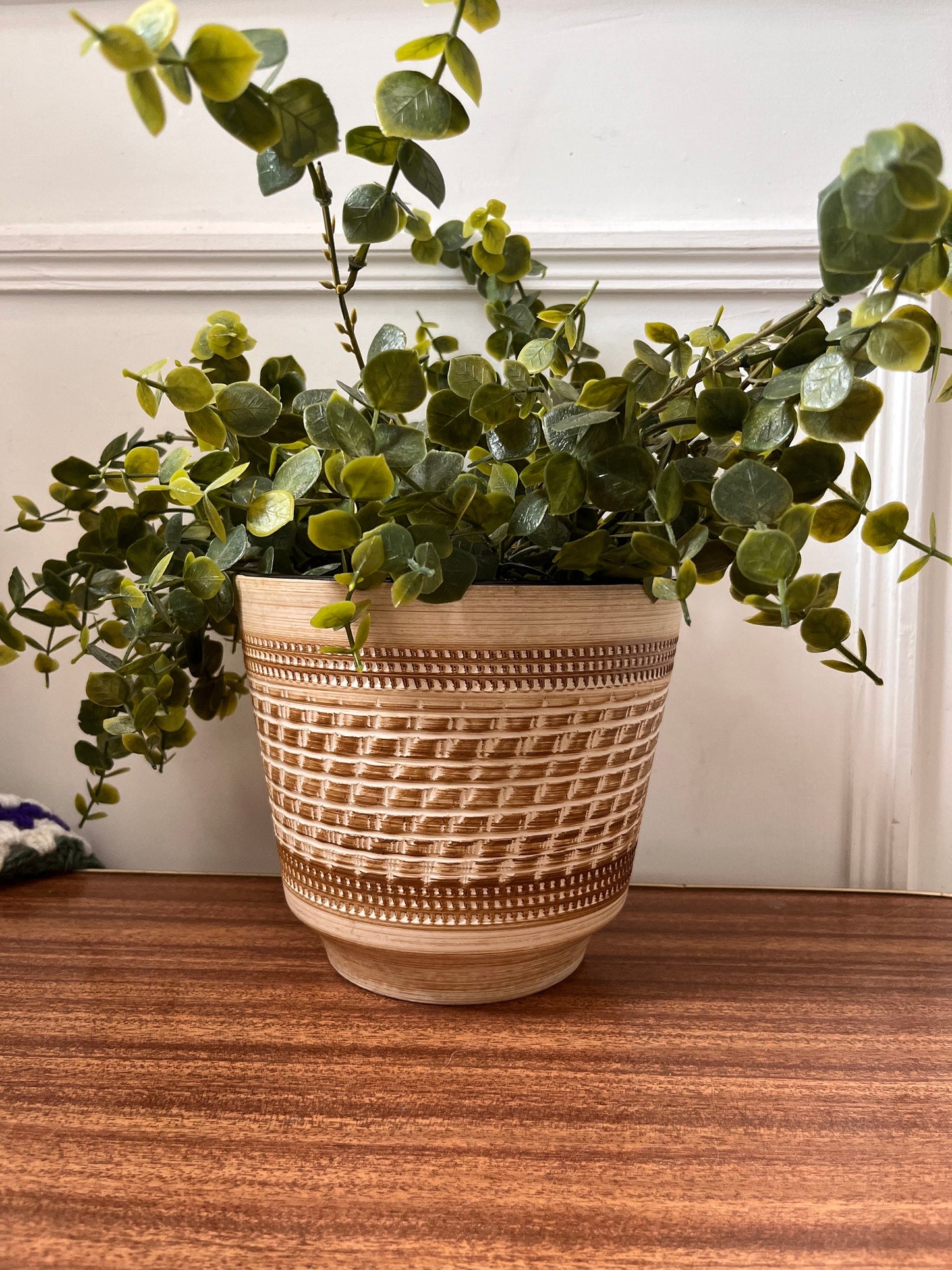 Mid Century  German Plant Pot, Germany 700-16 plant pot, Dümler Breiden 700/16, vintage woven style plant pot