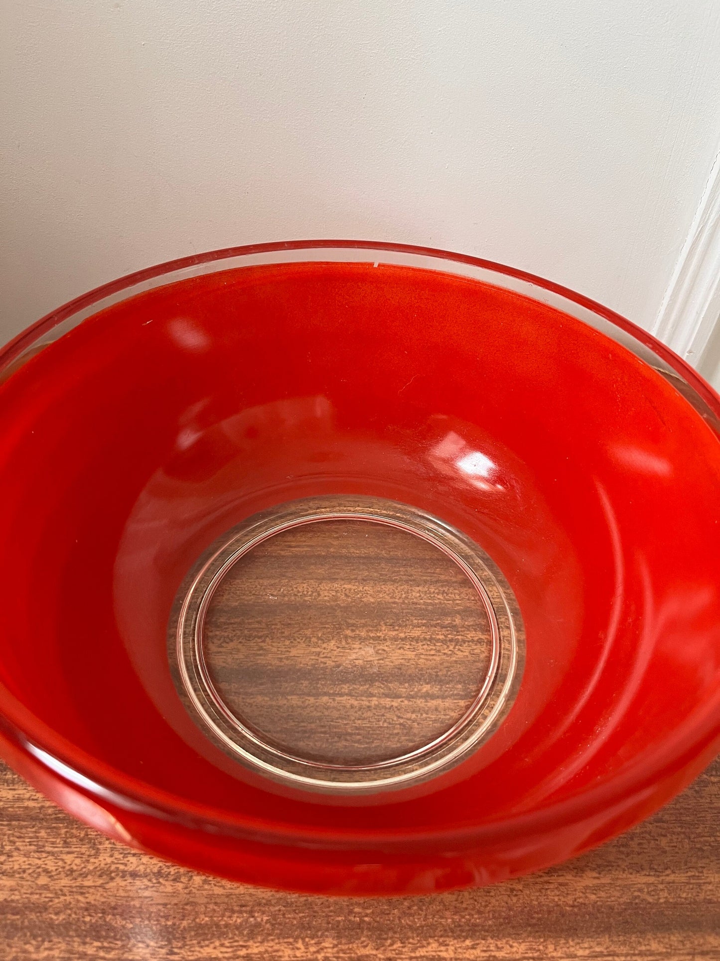 Vintage Pyrex Large Serving Bowl, vintage  red Bowl, 1960s original pyrex, vintage  Salad Bowl