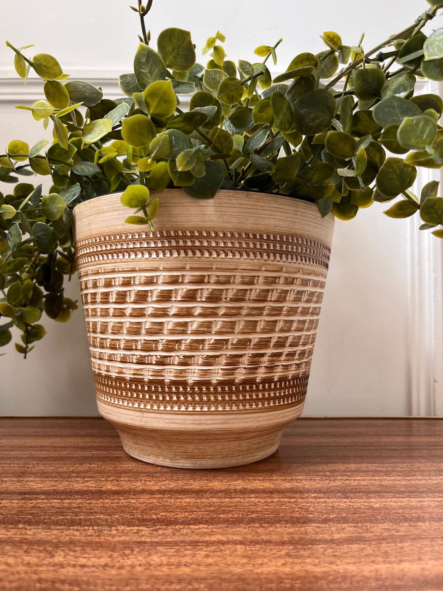 Mid Century  German Plant Pot, Germany 700-16 plant pot, Dümler Breiden 700/16, vintage woven style plant pot