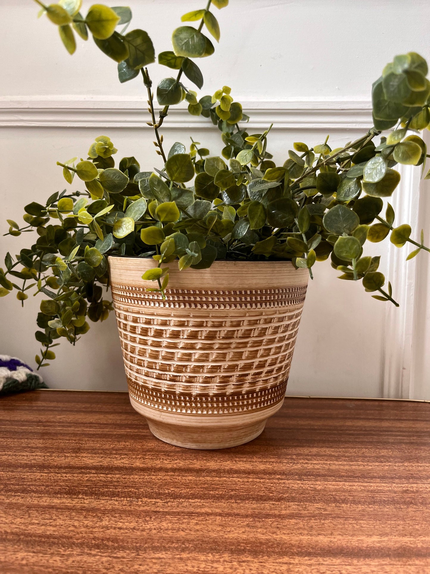 Mid Century  German Plant Pot, Germany 700-16 plant pot, Dümler Breiden 700/16, vintage woven style plant pot