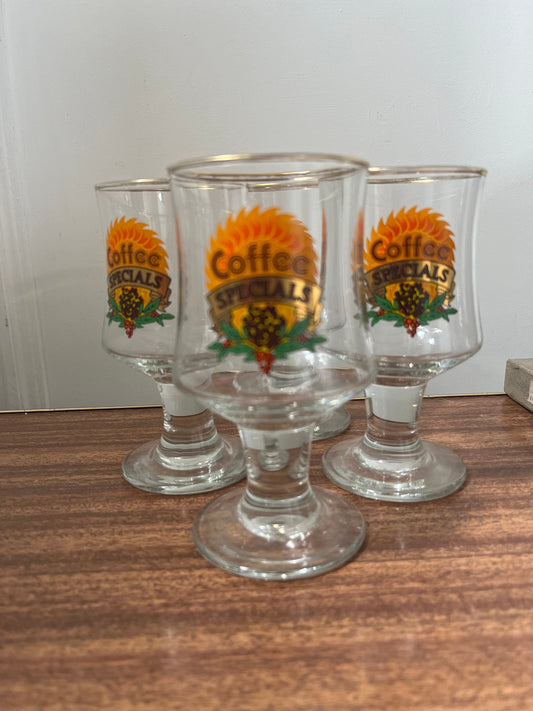 Vintage Coffee specials   glasses, vintage Irish coffee glasses, vintage glasses